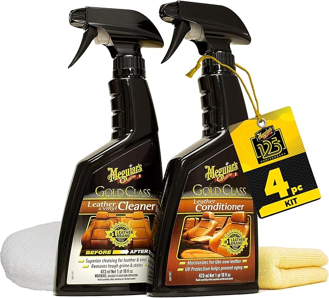 Meguiar's Leather Care Kit - Premium Car Cleaner and Conditioner – The Perfect Interior Care for Automotive Seats, Leather Cleaner for Car Interior, 2 Bottles, 16 fl oz each