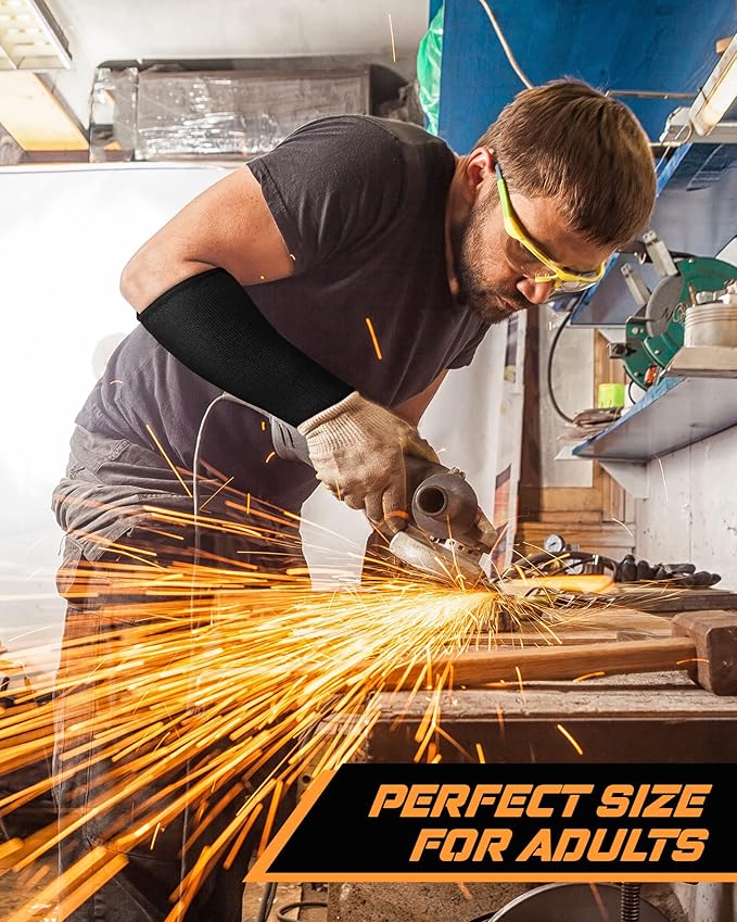 Geyoga 2 Pairs Cut Resistant Sleeve Arm Protection Level 5 Protection Safety Protective Sleeves Arm Protectors for Men Women(9.45 x 4.72 Inches,Black)