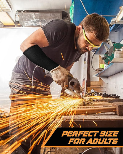 Geyoga 2 Pairs Cut Resistant Sleeve Arm Protection Level 5 Protection Safety Protective Sleeves Arm Protectors for Men Women(9.45 x 4.72 Inches,Black)