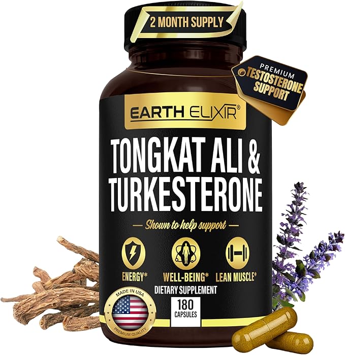 Turkesterone & Tongkat Ali for Men – Natural Testosterone Support, 2-in-1 High Potency Turkesterone Supplement for Men & Women - Made in USA & 3rd Party Tested
