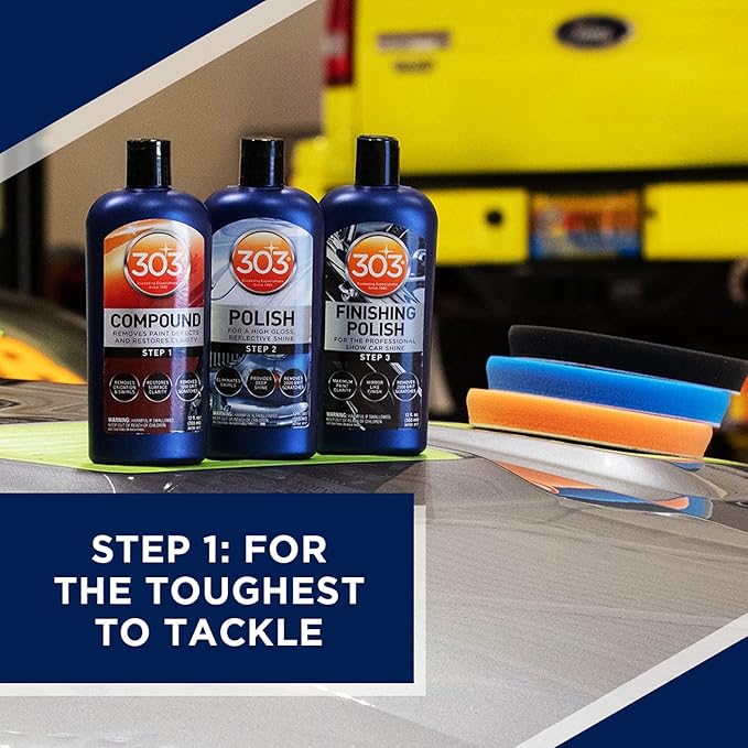 303 Products Compound - Removes Paint Defects and Restores Clarity - Removes Oxidation and Swirls - Restores Surface Clarity - Removes 1500 Grit Scratches (Step 1), 12 fl. oz. (30705)