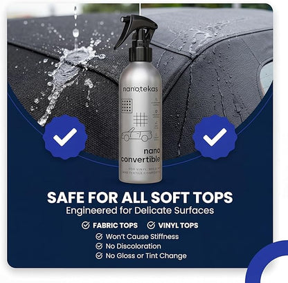 Convertible Nano Ceramic Coating for Car Roofs - Waterproof Hydrophobic Coating for Cabrio Tops - Fabric & Vinyl Friendly Soft Top Cleaner - 250 ml Long-Lasting Roof Coating Protectant