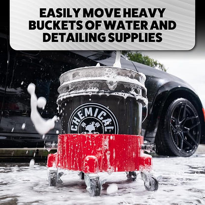 Chemical Guys Creeper Rolling Bucket Dolly - Heavy Duty Mobile Dolly Cart for Car Wash, Detailing, and Garage Use, 5 Caster Wheels with 360° Rotation, Fits Standard 3.5 to 7.5 Gallon Buckets