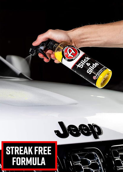Adam's Polishes Slick & Slide Detail Spray - Hyper Slick Polymer Resin Technology Car Wash Spray Sealant - Car Wax Top Coat Quick Detailer Provides Superior Gloss, Shine, & Slickness (16 Oz)
