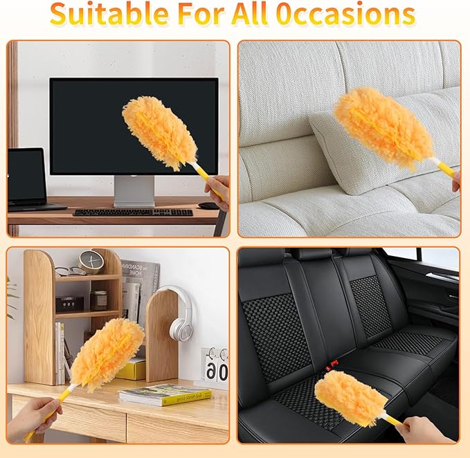 30 Pack Dusters Refill Compatible with Swiffer Dusters for Cleaning, with 1 Handle, Multisurface 360° Dusters with 4X Microfibers, Disposable Heavy Duty Duster Refills, Helps Remove Allergens