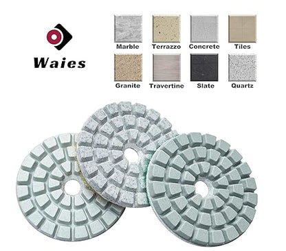 Waies 11 PCS 2 Inch Diamond Polishing Pads Kit Wet/Dry 50-10000 Grit for Concrete Stone Edge Granite Tile Marble Rock Countertop Quartz for Drill Grinder Polisher