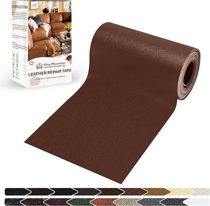 KING MOUNTAIN Leather Repair Patch,4 x 63 Inches self Adhesive Leather Repair Tape for Damaged Leather Furniture, Sofa Seating,Car Seats, Leather Goods（New Brown）