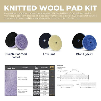 Purple Foamed Wool 6.25" (1-pack) Combination wool and foam pad. Perfect for Compounding or Polishing. Fits 6" backing plate.