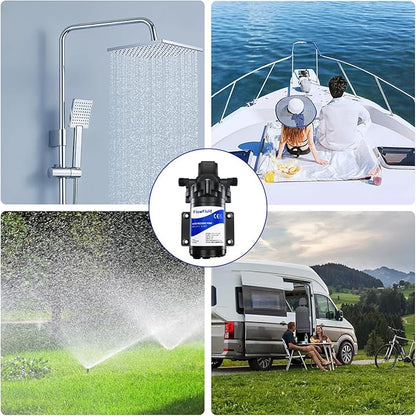Water Pressure Booster Diaphragm Pump 110V AC for House,45PSI 4GPM Fresh Water Transfer Pump with Plug,On Demand Self-Priming Water Pump with Filter for RV Bathroom Kitchen Irrigation Spray