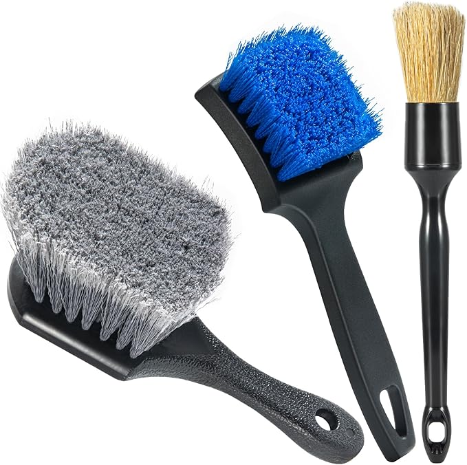 Eomarce Tire Brushes for Cleaning Tires, Car Wheel Brushes for Cleaning Wheels, Rim Cleaner Brush for Car Detailing, Premium Wheel Cleaner Brush Kit Safe for Cars, Trucks, SUVs, RVs, Motorcycles