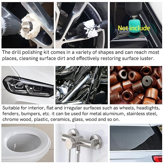 Unicaravan Aluminum Wheel Polishing Kit for Drill Buffing Wheel for Car Motorcycle Wheel Rim Manifold Polishing for Stainless Steel Chrome Wood Plastic Ceramic Glass Woods Machine Jewelry etc 14PCS