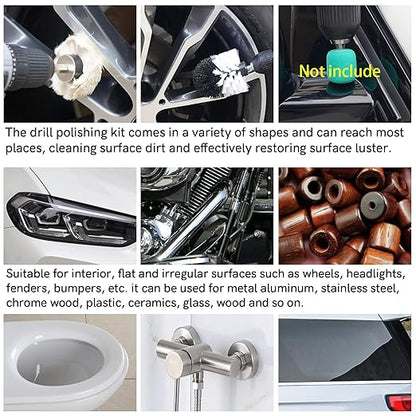 Unicaravan Aluminum Wheel Polishing Kit for Drill Buffing Wheel for Car Motorcycle Wheel Rim Manifold Polishing for Stainless Steel Chrome Wood Plastic Ceramic Glass Woods Machine Jewelry etc 14PCS