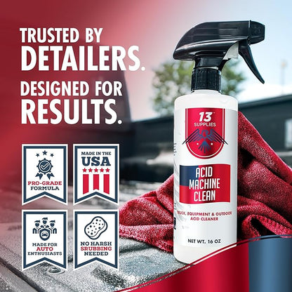 Heavy Duty Car Window Cleaner - Water Spot Remover for Cars, Oil Film Remover and Acid Machine Cleaner for Car Paint, Glass, and Metal, Multi-Purpose Hard Water Stain Remover for Car Detailing – 16 oz