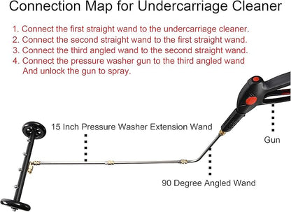 Tool Daily Dual-Function Undercarriage Cleaner,Surface Cleaner for Pressure Washer, 16 Inch, Underbody Car Wash Water Broom with 3 Pieces Extension Wand, 4000 PSI