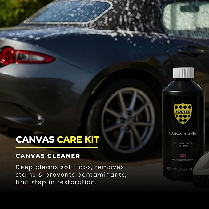 PROTEX World Convertible Soft Top Care Kit with Canvas Cleaner & Waterproofer - 1 LTR, Giant Microfibre Towel, Brushes and Microfibre Clothes - Complete KIT