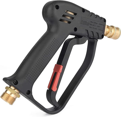 McKillans® Short Pressure Washer Gun with Replacement M22 Inlet - High Pressure Water Handle with 1/4” Quick Connector Coupler - Power Washer Gun Compatible with Foam Cannon - Car Wash Foam Gun