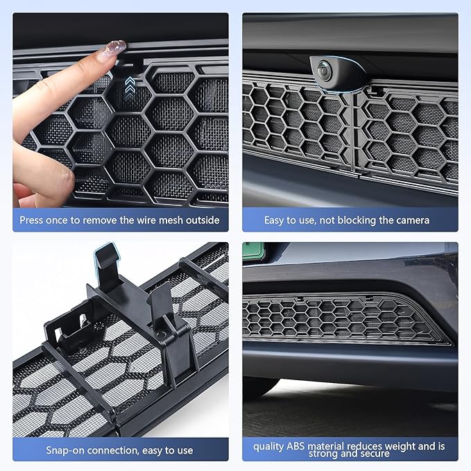 SHINELINERS Grille Mesh Insert for Tesla Model Y Juniper 2025 2026, Matte Black Front Air Vent Cover, Insect Protection(Only for Premium)