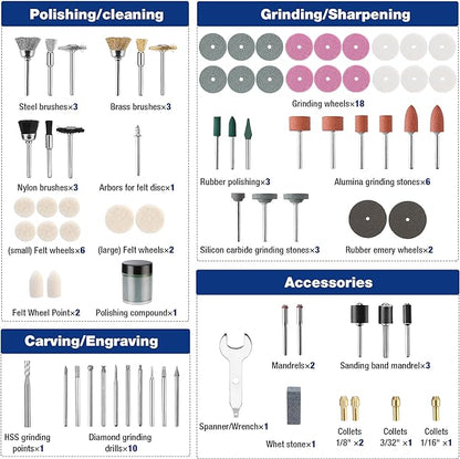 WORKPRO 476-Piece Rotary Tool Accessory Kit, Rotary Tool Bits for Easy Cutting, Grinding, Sanding, Polishing, Cleaning, Drilling, Carving and Engraving