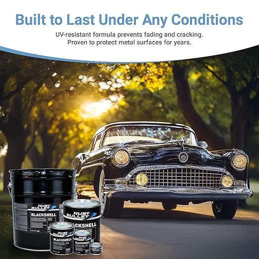RUST BULLET BlackShell - Gloss Black - 5 Gallon - Corrosion Preventive Coating, UV Resistant Rust Proofing Paint, Long-Lasting Metal Protection