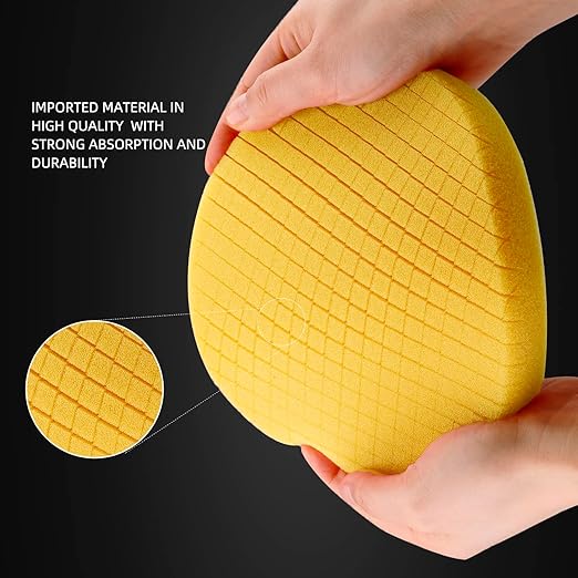 Yellow T80 High-Cut Foam Polishing Pad, 3Pcs 5.5 Inch Buffing Polishing Pads for 125mm Backing Plate Buffing Sponge for Car Buffer Polisher Compounding, Polishing and Waxing -FPTSS5Y-3