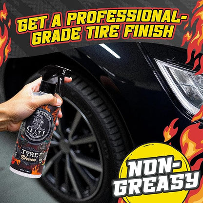 Salty Captain Tire Shine 16.9oz – Tire Shine Spray for Long-Lasting Gloss – Water-Based Formula with UV Shield – Safe for Cars, Trucks, Motorcycles, RVs & More – Non-Greasy & No Sling, Easy to Apply
