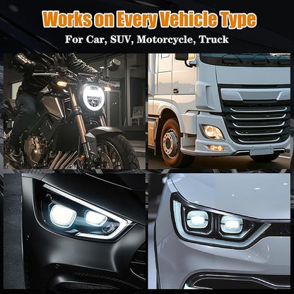 Automotive Headlight Restoration Kit - Refurbishing Fluid & Polishing Cleaner for Oxidized, Yellowed Headlamps, Enhanced Hydrophobic Coating for Superior Gloss & Protection on All Vehicles