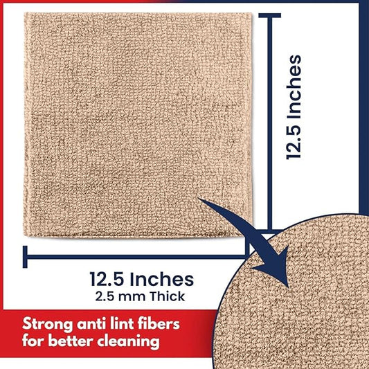 USANOOKS Microfiber Cleaning Cloth - Beige - 50Pcs (12.5x12.5 inch) High Performance - 1200 Washes, Ultra Absorbent Car Towel Traps Grime & Liquid for Streak-Free Mirror Shine - car Washing Cloth