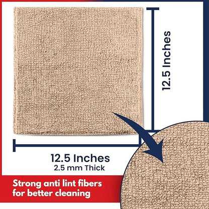 USANOOKS Microfiber Cleaning Cloth - Beige - 24Pcs (12.5x12.5 inch) High Performance - 1200 Washes, Ultra Absorbent Car Towel Traps Grime & Liquid for Streak-Free Mirror Shine - car Washing Cloth