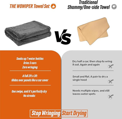 24"x36" 15.7"x15.7" Twisted-Loop Car Drying Towel Set, 1300GSM,Lint Free,Reusable,Streak Free, - Car Accessories,Bath Towels,Microfiber Cleaning Cloth for Car, Truck, SUV