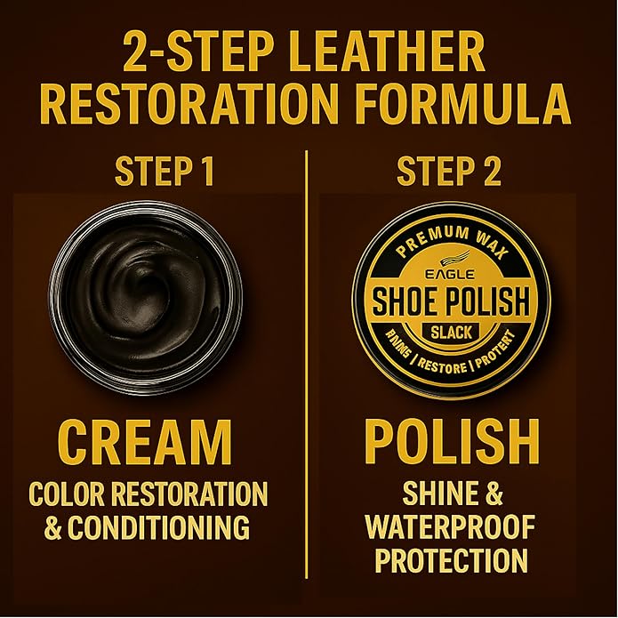 Eagle 13-Piece Shoe Polish Kit – Black, Brown & Neutral Shoe Wax & Boot Cream with Dauber Brushes and Shine Cloths – Leather Shoe Shine & Care Kit