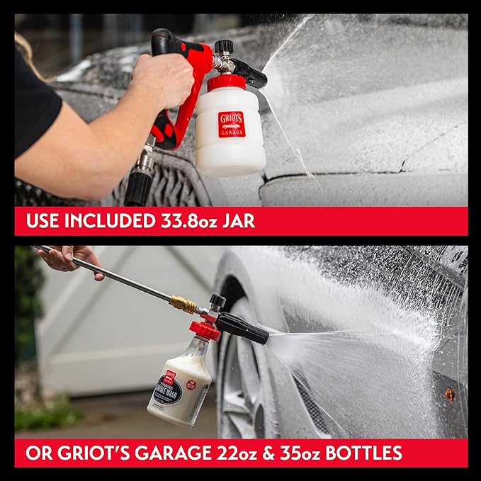 Griot’s Garage The BOSS Foam Cannon, Pressure Washer Foam Gun, Adjustable Nozzle, Stainless Steel Internals, Auto-Mix Dilution with Griot’s Soaps, BF302