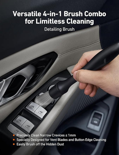 AstroAI 10pcs Windshield Cleaner Tool, Car Interior Detailing Kit with AC Vent Brush, 3 Cleaning Brushes, 4 Microfiber Pads and Spray Bottle, All-Inclusive Cleaning Solution, Car Accessories, Blue