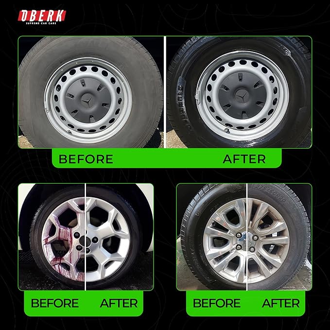 Oberk 2-in-1 Wheel Cleaner & Iron Remover – pH Neutral Iron Decon Spray for Car Detailing – Safe on Painted, Chrome, Aluminum, Powder-Coated Wheels (2 in1 Wheel Cleaner 16 oz)
