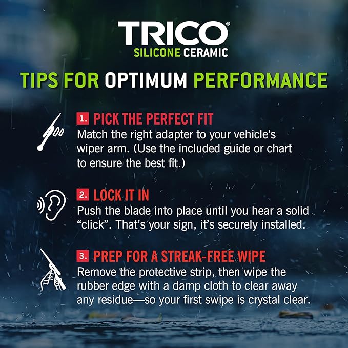 TRICO Silicone Ceramic™ (90-2220) 22 & 20 Inch Pack of 2 Automotive Replacement Windshield Wiper Blades For my Car, Super Premium All Weather Beam Blade for Select Vehicle Models