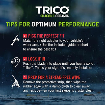 TRICO Silicone Ceramic Automotive Replacement Windshield Wiper Blade, Ceramic Coated Silicone Super Premium All Weather includes 28 inch & 17 inch Beam blades for Select Nissan/Ferrari (90-2817)
