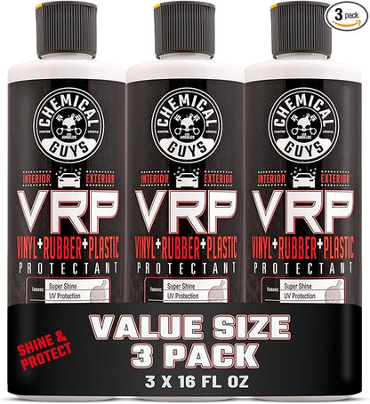 Chemical Guys VRP Vinyl, Rubber, and Plastic Dressing - Tire Dressing, Non-Greasy, Dry-to-the-Touch Shine for Tires, Trim, and More, Safe for Cars, Trucks, SUVs, RVs & More - 16 oz (Pack of 3)