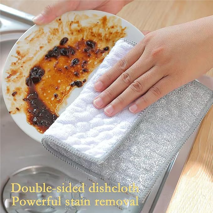 xingjieyun New Scratch-Resistant Multi-Functional Metal Wire Dish Cloth, Double-Sided for Wet and Dry use, Suitable for Washing Dishes, cookware, Sinks, stoves, and Kitchen Cleaning. (5PCS)