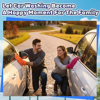 16 Pcs Microfiber Car Wash Mitts, Scratch Free Chenille Microfiber Wash Mitt Double Sided Ultra Absorbent Car Sponge Glove for Cars Wheel Trucks Home Cleaning(7.5'' x 10.2'')