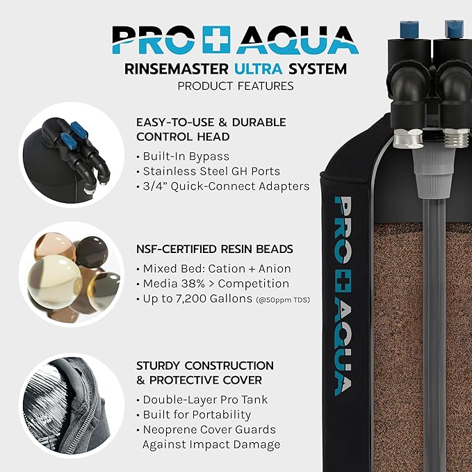 PRO+AQUA Ultra | Spotless 7,200 Gallon Deionizer Spot-Free System for Car & RV Wash, Auto Detailing, High Capacity Spotless Rinse for All Vehicles, Trailers, Motorcycles, Boats