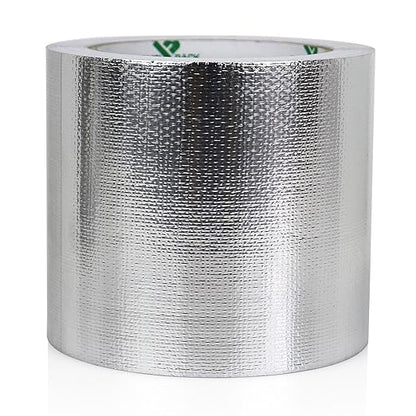 BOMEI PACK Adhesive Aluminum Foil Heat Shield Tape Barrier 4in x 66ft, Fiberglass Thermal Insulation Reflective Material High Temp