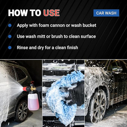 AIM Chemicals Car Wash - High Foam Formula Car Shampoo, Professional Car Wash Shampoo Compatible with Ceramic Coatings - Ideal for Foam Guns - Streak-Free Finish for Detailing - 1 Quart