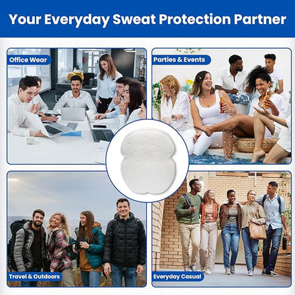 Underarm Sweat Pads for Men and Women – Disposable Armpit Shields to Combat Sweat. Regain Your Confidence with Our Easy-to-Use Underarm Pads Designed for All-Day Protection.