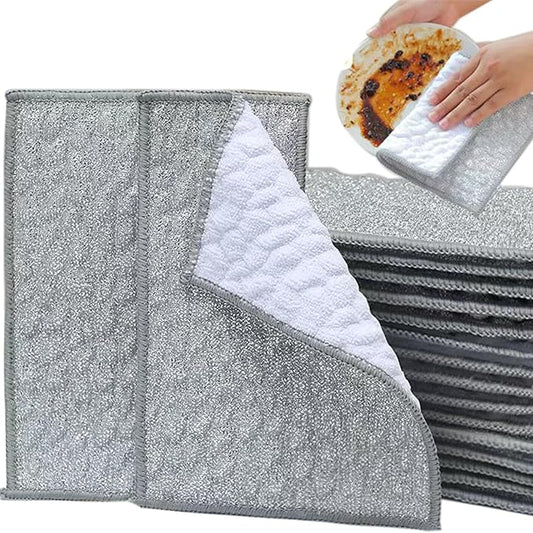 xingjieyun New Scratch-Resistant Multi-Functional Metal Wire Dish Cloth, Double-Sided for Wet and Dry use, Suitable for Washing Dishes, cookware, Sinks, stoves, and Kitchen Cleaning(2PCS)