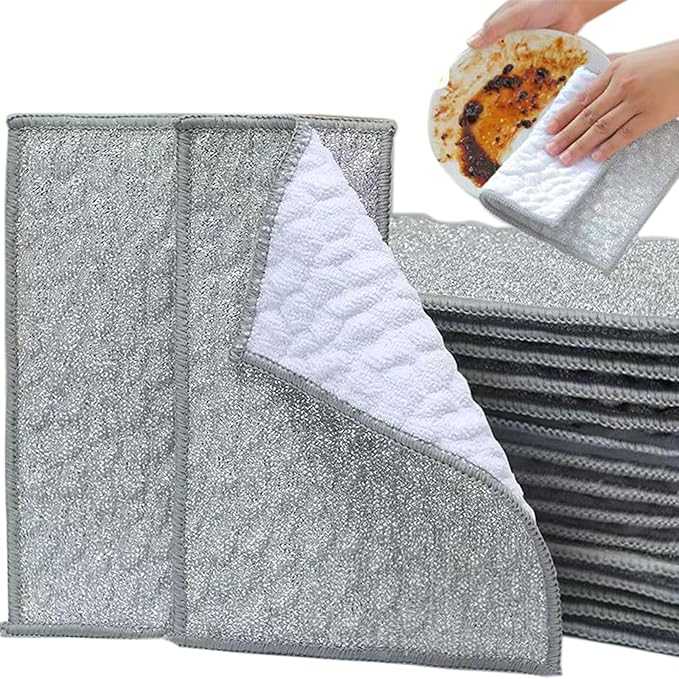 xingjieyun New Scratch-Resistant Multi-Functional Metal Wire Dish Cloth, Double-Sided for Wet and Dry use, Suitable for Washing Dishes, cookware, Sinks, stoves, and Kitchen Cleaning. (5PCS)