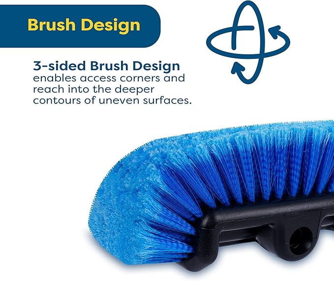 SCRUBIT 12" Car Wash Brush with Soft Bristles for Car Truck Boat Deck & House Cleaning, Exterior Washing Brush Connects with Pole & Hose Storage Bag Included (Blue)