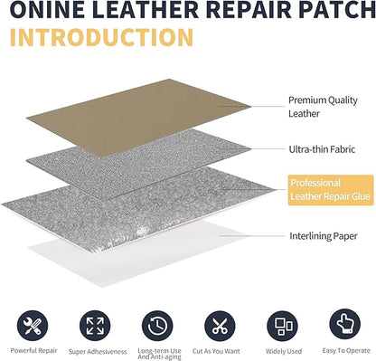 ONine Leather Repair Patch，Leather Repair Tape, 3 x 60 inches Leather Repair Patch for Furniture,Sofas, Office Chair,car Seats,Vinyl Repair Kit(Grey Khaki)