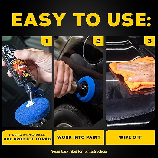 Meguiar’s Quik Scratch Eraser Kit, Car Scratch Remover for Fixing Surface Blemishes, Includes ScratchX, Drill-Mounted Pad, and Microfiber Towel, Great Car Gifts for Men and Women