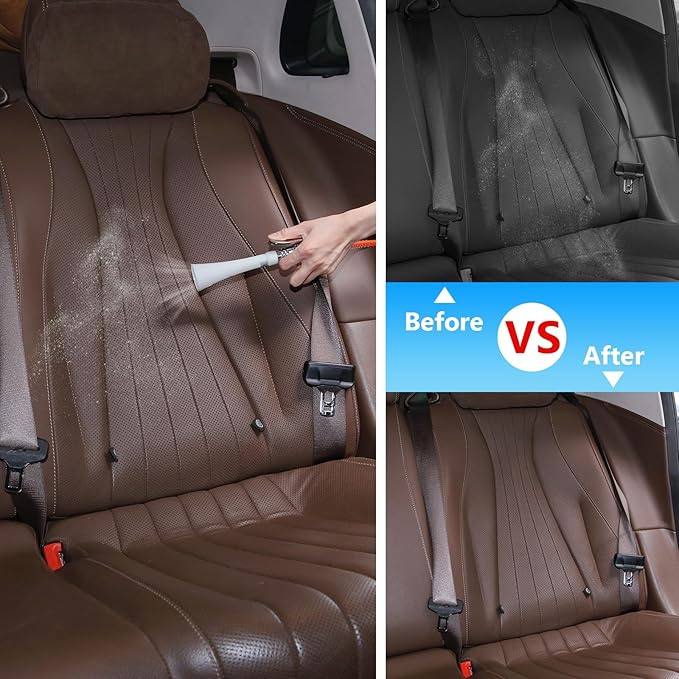 MYPIN Upgraded Car Cleaning Gun, 6-9.2Bar, High Pressure Air Blow Gun with 2 Set Nozzle, Interior Car Cleaning for Vehicle Upholstery Carpet Seat