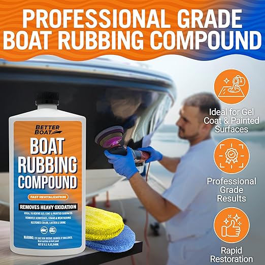 Marine Rubbing Compound, Fiberglass Buffing and Scratch Remover, Gelcoat Polish Compound for Boats Step 1