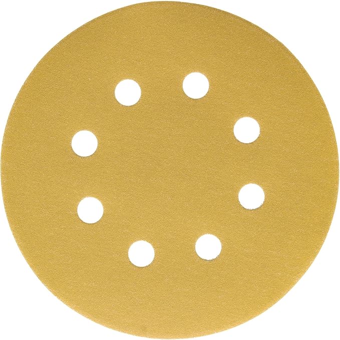 Dura-Gold Premium 220 Grit 5" Sandpaper Discs, 8 Hole Pattern Dustless, 50 Discs - Hook & Loop Backing for Orbital DA Sander, Detailing Finishing Color Sanding Automotive Paint Woodworking
